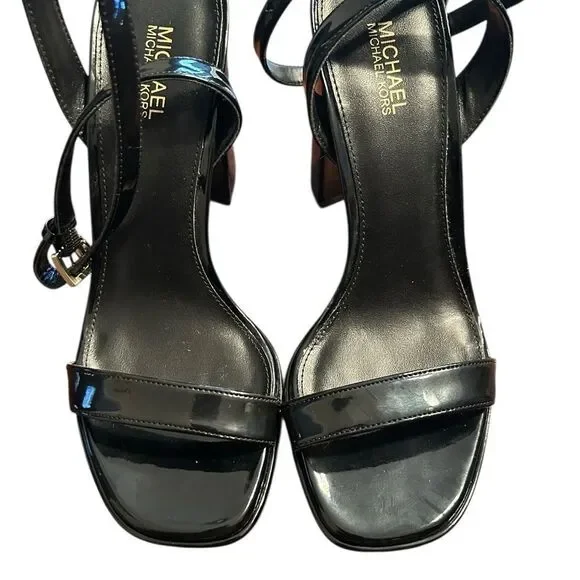 Michael Kors Black Patent Leather Strappy Block Heel Sandals (Size 5.5M) - Picture 5 of 7